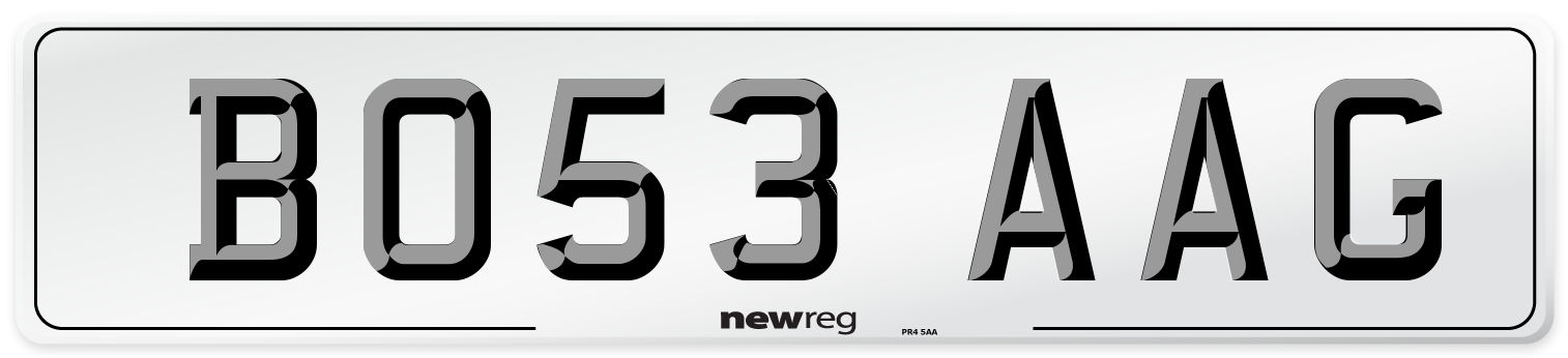BO53 AAG Number Plate from New Reg